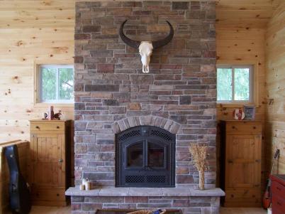 Culture Stone Fireplace with Skull